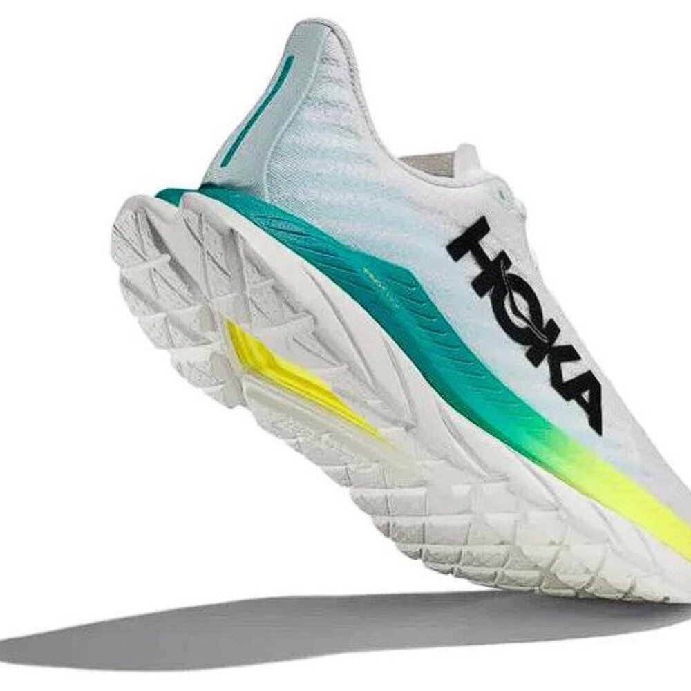 HOKA Men's Mach 5 Running Shoes Size 12.5D In White/Blue Glass - Picture 2 of 9